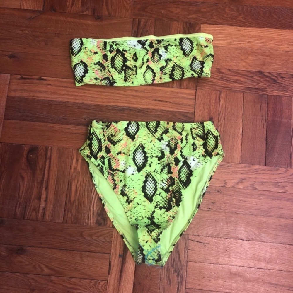 ASOS Neon Snakeskin Bikini Set Sz 4 - Picture 6 of 6